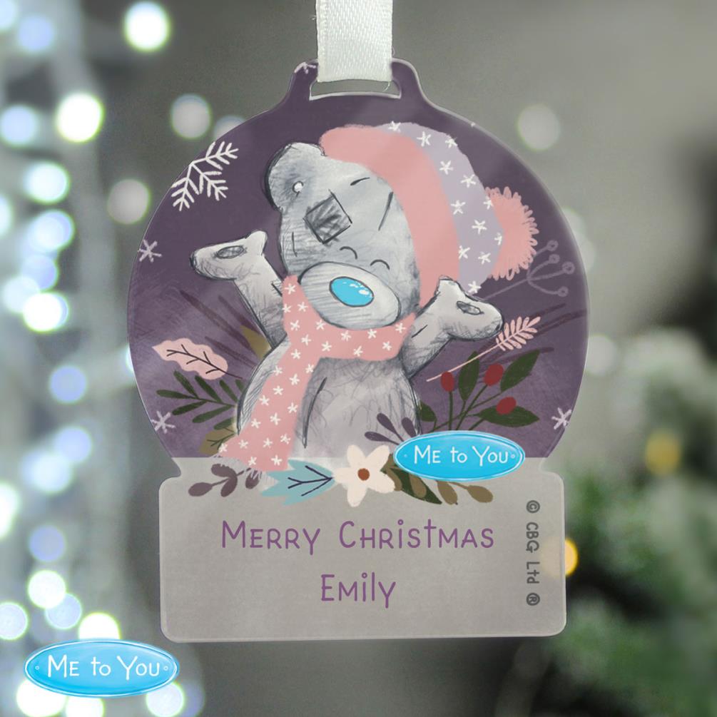 Personalised Me to You Cosy Winter Acrylic Snowglobe Decoration Extra Image 1